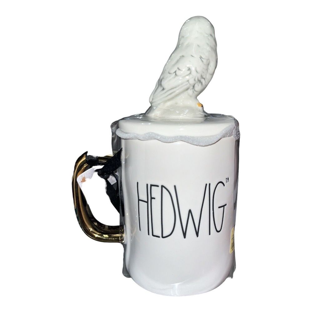 Rae Dunn HEDWIG Harry Potter Mug With Owl Topper Lid Hedwig Owl Brand New RARE - Picture 2 of 3
